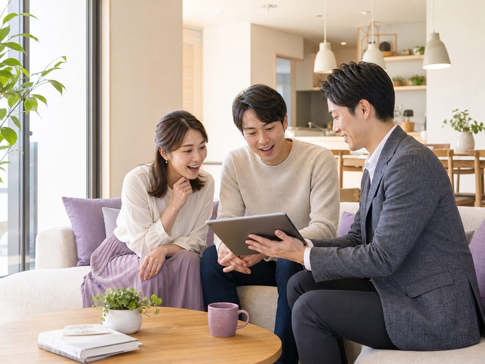 住まい診断をもとに提案を受ける若いご夫婦