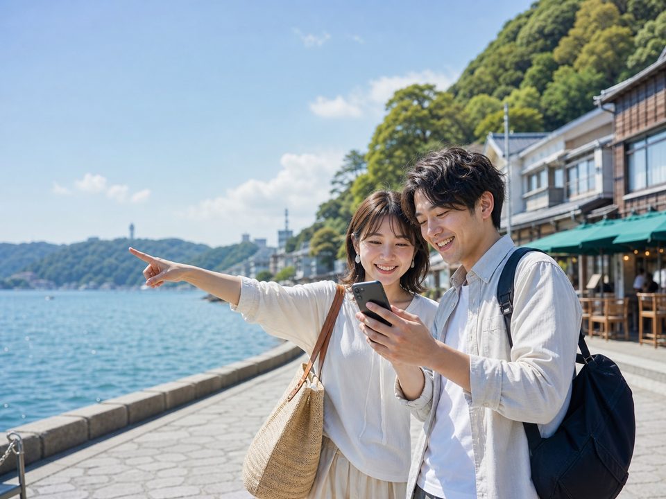 診断で見つけた旅先を楽しむ若い旅行者